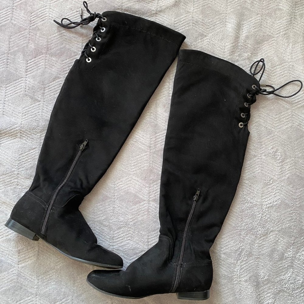Aldo Over-the-Knee Blocked Heel Suede Boot With Drawstrings (Women's) 8.5